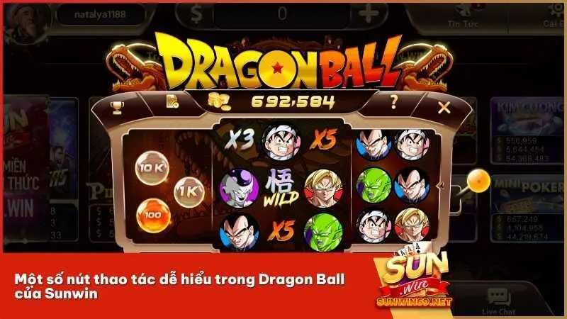 Một số nút thao tác dễ hiểu trong Dragon Ball của Sunwin